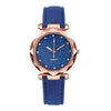 Casual Women Romantic Starry Sky Wrist Watch Leather Rhinestone Designer Ladies Clock Simple Dress Gfit  Montre Femme@50
