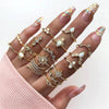 12 Pcs/set Bohemian Vintage Crown Water Drops Stars Geometric Crystal Ring Set Women Charm Joint Ring Party Wedding Jewelry Gift