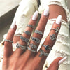 12 Pcs/set Bohemian Vintage Crown Water Drops Stars Geometric Crystal Ring Set Women Charm Joint Ring Party Wedding Jewelry Gift