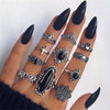 12 Pcs/set Bohemian Vintage Crown Water Drops Stars Geometric Crystal Ring Set Women Charm Joint Ring Party Wedding Jewelry Gift