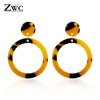 ZWC Vintage Korean Big Earrings for Women Female Fashion Gold Cubic zirconia Drop Dangle Earring Geometric earings Jewelry 2019