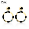 ZWC Vintage Korean Big Earrings for Women Female Fashion Gold Cubic zirconia Drop Dangle Earring Geometric earings Jewelry 2019