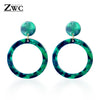 ZWC Vintage Korean Big Earrings for Women Female Fashion Gold Cubic zirconia Drop Dangle Earring Geometric earings Jewelry 2019