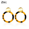 ZWC Vintage Korean Big Earrings for Women Female Fashion Gold Cubic zirconia Drop Dangle Earring Geometric earings Jewelry 2019