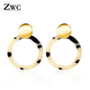 ZWC Vintage Korean Big Earrings for Women Female Fashion Gold Cubic zirconia Drop Dangle Earring Geometric earings Jewelry 2019