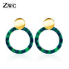 ZWC Vintage Korean Big Earrings for Women Female Fashion Gold Cubic zirconia Drop Dangle Earring Geometric earings Jewelry 2019
