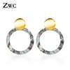 ZWC Vintage Korean Big Earrings for Women Female Fashion Gold Cubic zirconia Drop Dangle Earring Geometric earings Jewelry 2019
