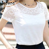 Jeseca New Women Clothing Chiffon Blouse Lace Crochet Female Korean Shirts Ladies Blusas Tops Shirt White Blouses slim fit Tops