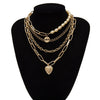 IngeSight.Z Punk Multi Layered Pearl Choker Necklace Collar Statement Virgin Mary Coin Crystal Pendant Necklace Women Jewelry
