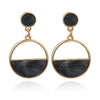 2018 New Fashion Stud Earrings Black White Stone Geometric Earrings Round Triangle Design Punk Ear Jewelry Brincos