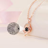 Romantic Love Memory Wedding Necklace Rose Gold&Silver 100 languages I love you Projection Pendant Necklace
