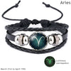 New 12 Constellation Luminous Bracelet Men Leather Bracelet Charm Bracelets for Men Boys Women Girl Jewelry Accessories Gifts