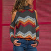 Women Blouses Sexy Cold Shoulder Tops Casual Turtleneck Knitted Top Jumper Pullover Print Long Sleeve Shirt Blusas Camisas Mujer