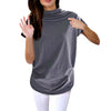Women Casual Turtleneck Short Sleeve Cotton girl Solid Casual Blouse Top Shirt female Plus Size Solid girl clothing fashion