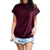 Women Casual Turtleneck Short Sleeve Cotton girl Solid Casual Blouse Top Shirt female Plus Size Solid girl clothing fashion