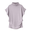 Women Casual Turtleneck Short Sleeve Cotton girl Solid Casual Blouse Top Shirt female Plus Size Solid girl clothing fashion