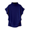 Women Casual Turtleneck Short Sleeve Cotton girl Solid Casual Blouse Top Shirt female Plus Size Solid girl clothing fashion