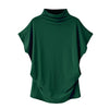 Women Casual Turtleneck Short Sleeve Cotton girl Solid Casual Blouse Top Shirt female Plus Size Solid girl clothing fashion