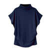 Women Casual Turtleneck Short Sleeve Cotton girl Solid Casual Blouse Top Shirt female Plus Size Solid girl clothing fashion