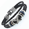 2019 Multilayer Bracelet Men Casual Fashion Braided Leather Bracelets For Women Wood Bead Bracelet Punk Rock Men Jewelry