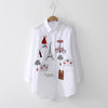 2019 NEW White Shirt Casual Wear Button Up Turn Down Collar Long Sleeve Cotton Blouse Embroidery Feminina HOT Sale T8D427M