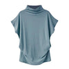 Women Casual Turtleneck Short Sleeve Cotton girl Solid Casual Blouse Top Shirt female Plus Size Solid girl clothing fashion
