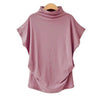 Women Casual Turtleneck Short Sleeve Cotton girl Solid Casual Blouse Top Shirt female Plus Size Solid girl clothing fashion