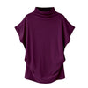Women Casual Turtleneck Short Sleeve Cotton girl Solid Casual Blouse Top Shirt female Plus Size Solid girl clothing fashion