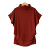 Women Casual Turtleneck Short Sleeve Cotton girl Solid Casual Blouse Top Shirt female Plus Size Solid girl clothing fashion