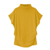 Women Casual Turtleneck Short Sleeve Cotton girl Solid Casual Blouse Top Shirt female Plus Size Solid girl clothing fashion