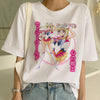 Sailor Moon Summer New Fashion T Shirt Women Harajuku Short Sleeve Fun Ulzzang T-Shirt Cute Cat Tshirt Cartoon Top Tees Female