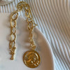 HUANZHI 2019 New Baroque Irregular Imitation Pearls Gold Metal Link Chain Bracelets for Women Girl Summer Party Jewelry